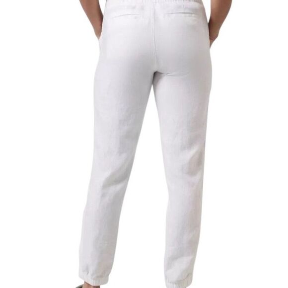 Athleta Cabo Linen Jogger Travel Pants In Calla Lilly Size 10 NWT - Picture 2 of 11